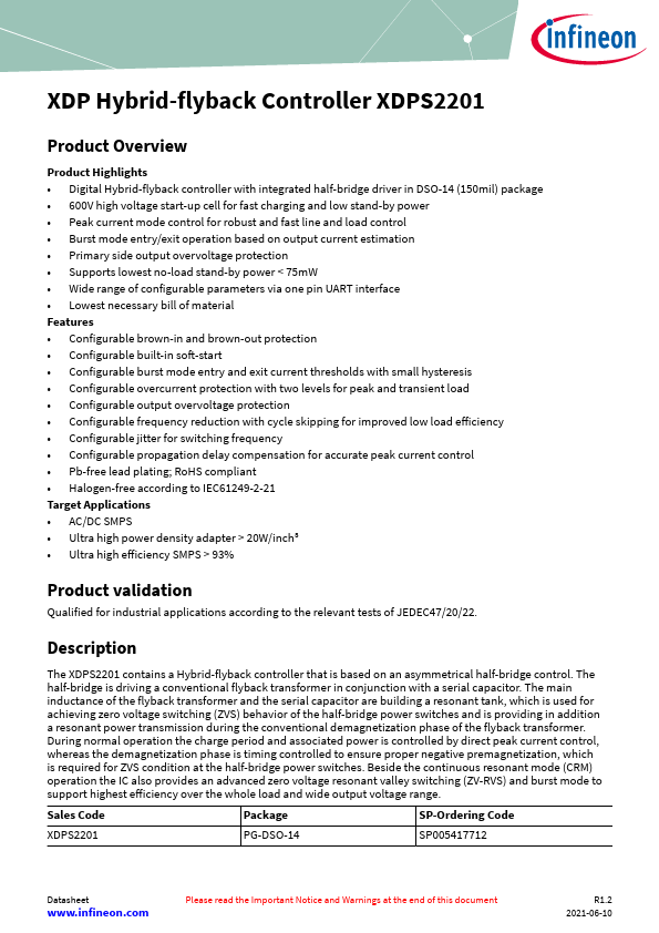 XDPS2201 Datasheet Preview