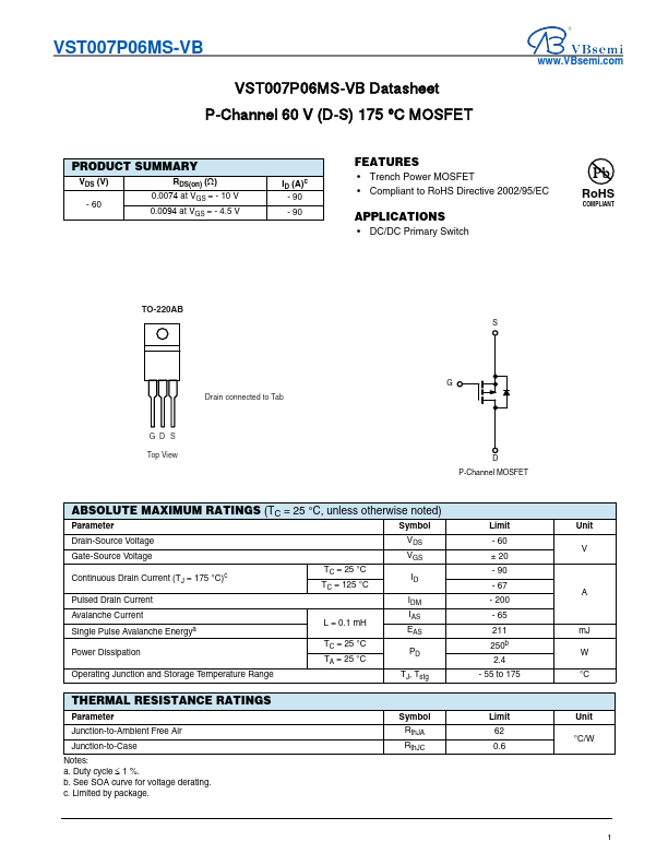 VST007P06MS Datasheet Preview