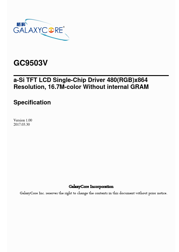 GC9503V Datasheet Preview