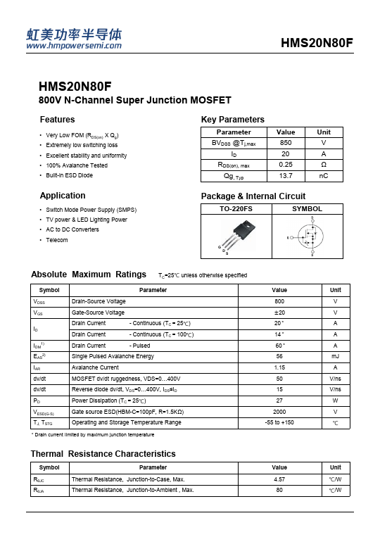 HMS20N80F Datasheet Preview