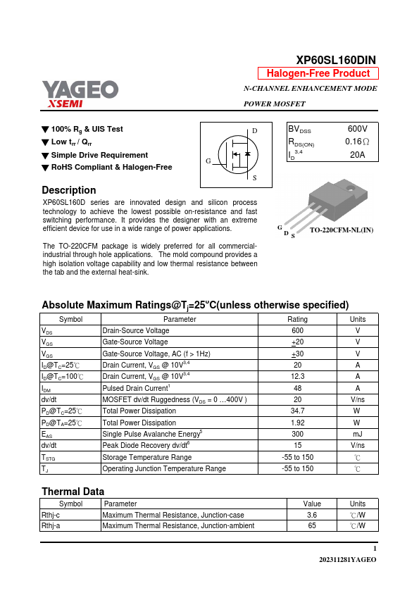XP60SL160DIN Datasheet Preview