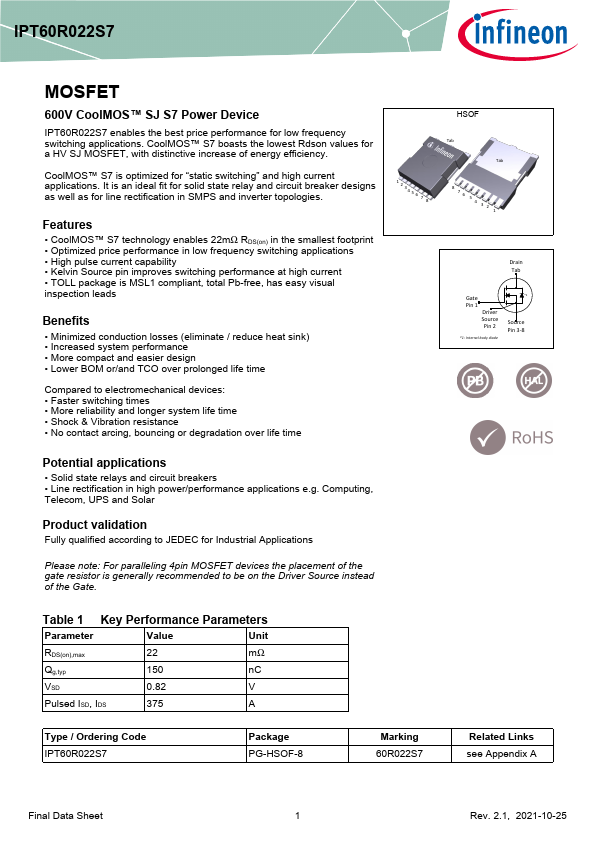 IPT60R022S7 Datasheet Preview