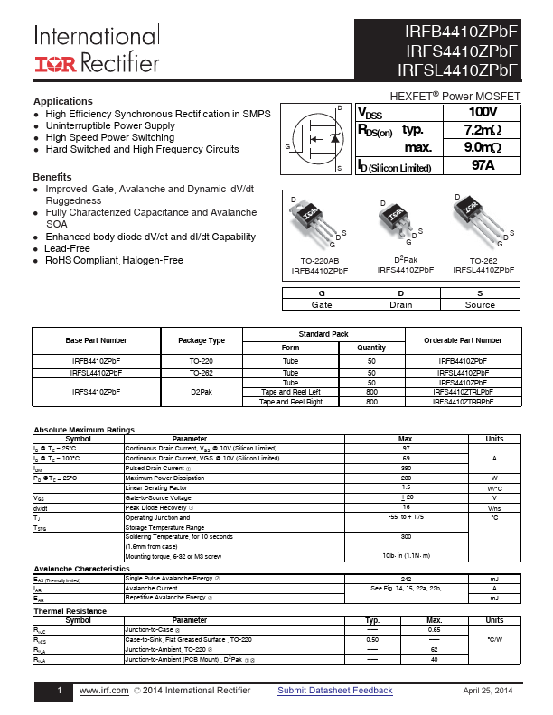 IRFS4410Z Datasheet Preview