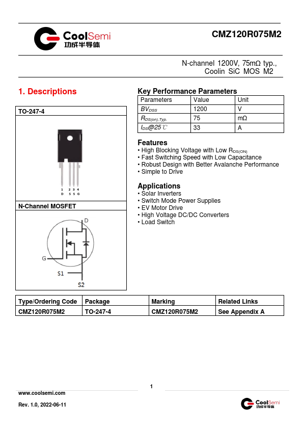 CMZ120R075M2 Datasheet Preview