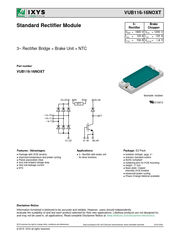 VUB116-16NOXT Datasheet Preview