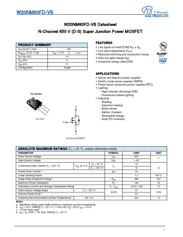 W20NM60FD Datasheet Preview