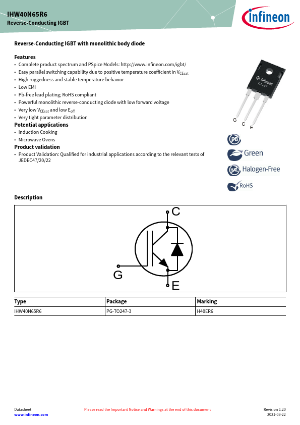 IHW40N65R6 Datasheet Preview