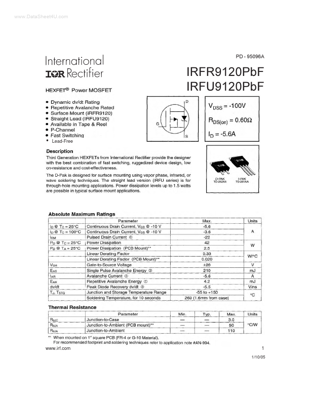 IRFU9120PBF