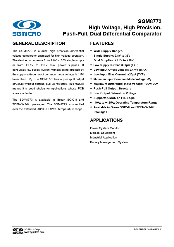 SGM8773 Datasheet Preview