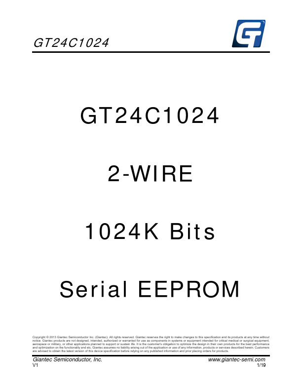 GT24C1024 Datasheet Preview