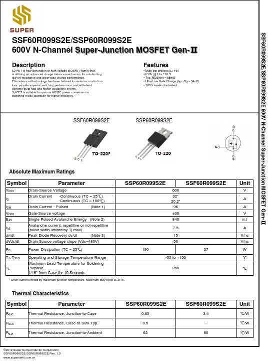 SSF60R099S2E Datasheet Preview