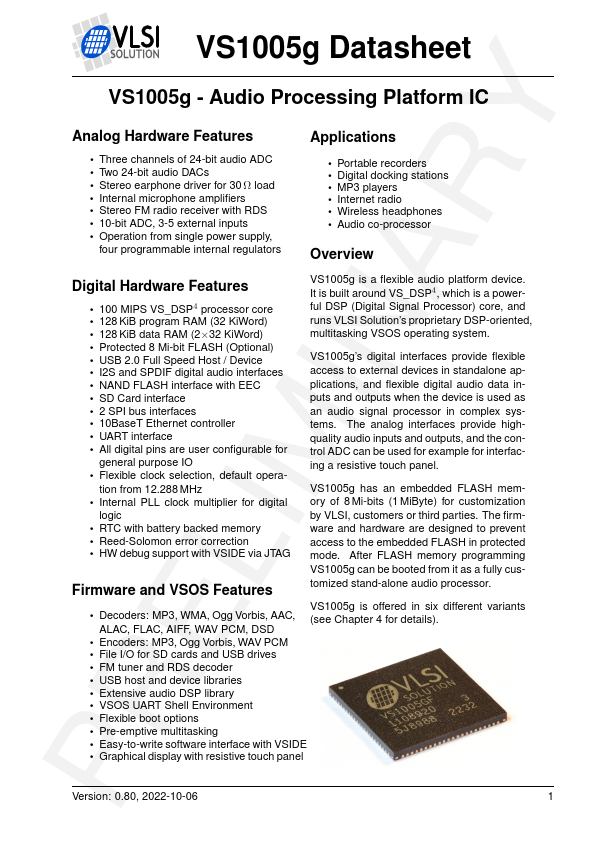 VS1005g Datasheet Preview