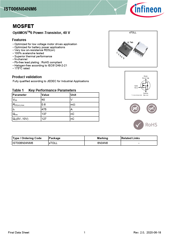 IST006N04NM6 Datasheet Preview