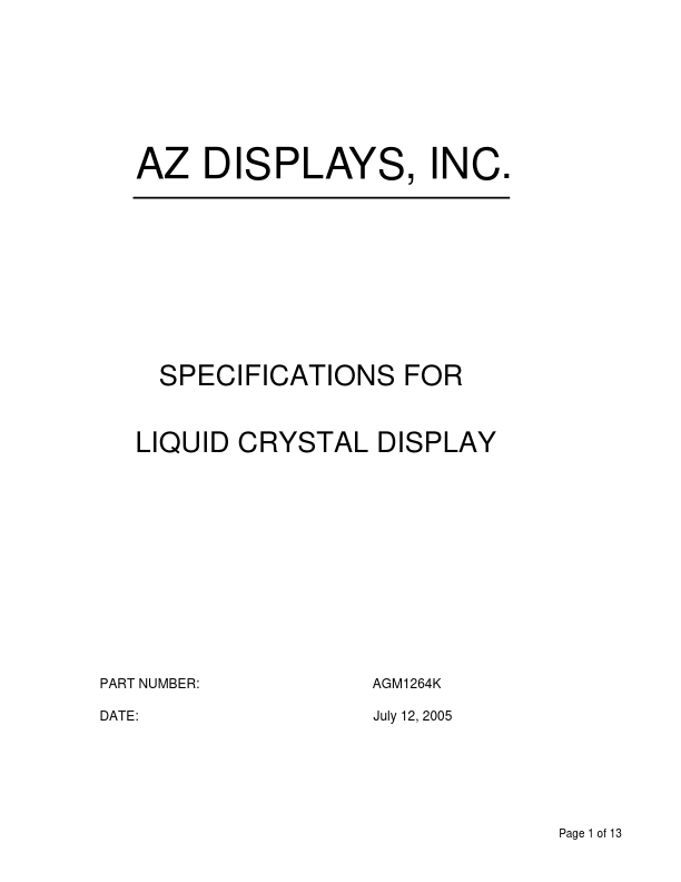 AGM1264K Datasheet Preview