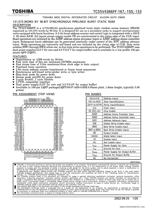 TC55V4366FF-150