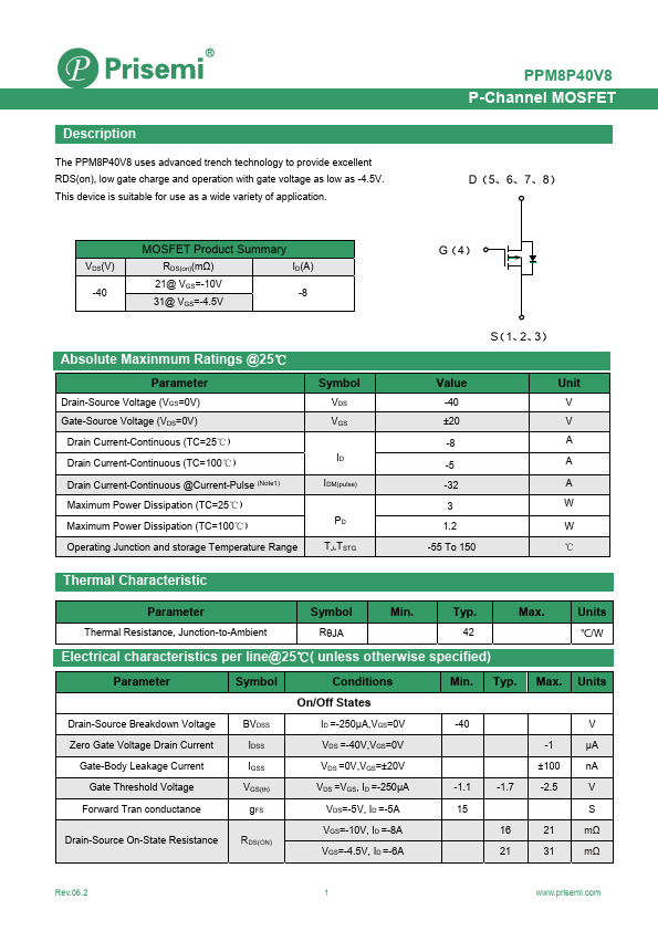 PPM8P40V8 Datasheet Preview