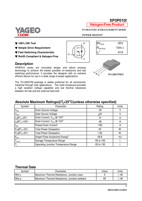 XP3P010I Datasheet Preview