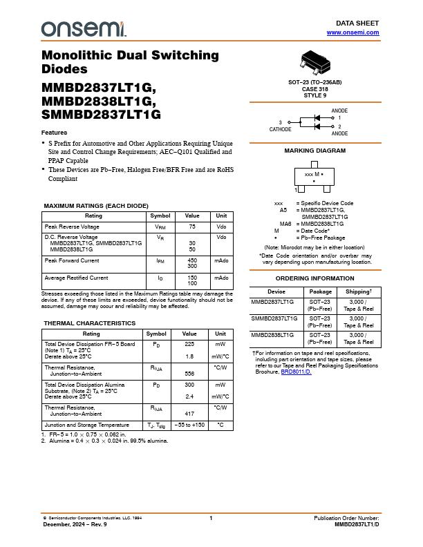 MMBD2837LT1G Datasheet Preview