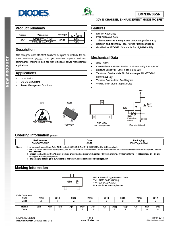 DMN3070SSN