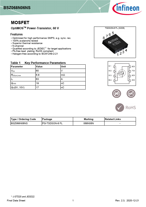 BSZ068N06NS Datasheet Preview