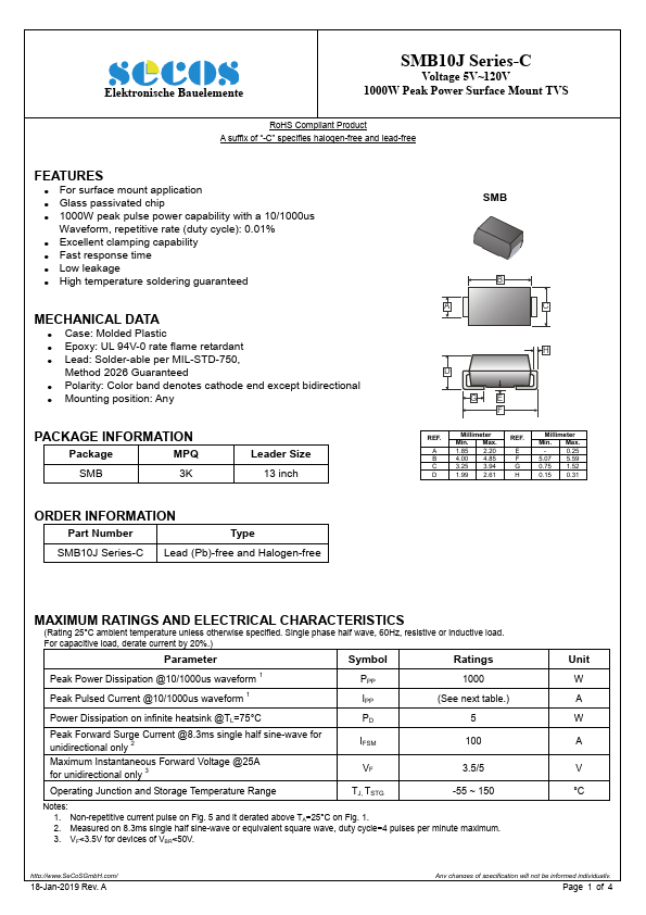 SMB10J10CA-C