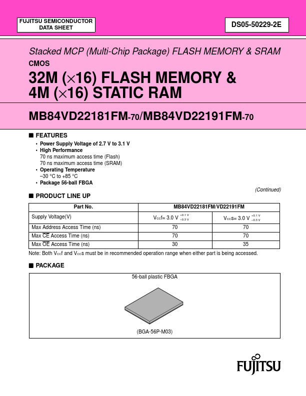 MB84VD22191FM-70