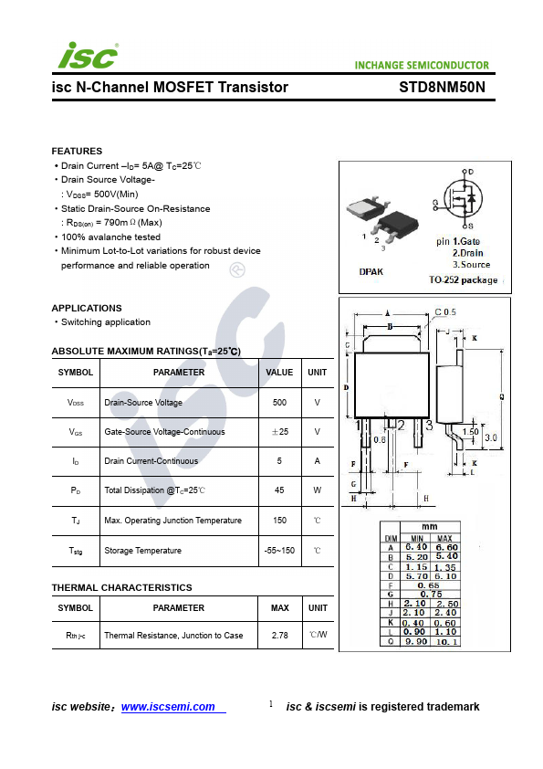 STD8NM50N