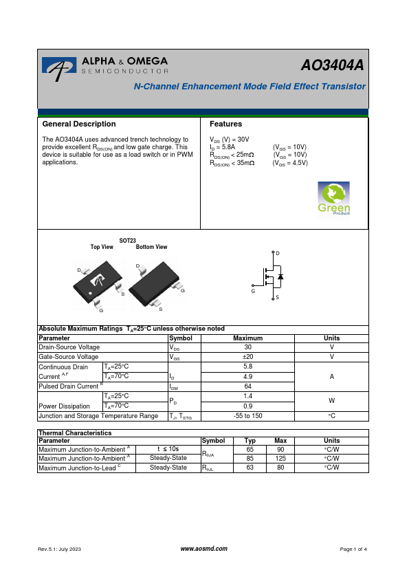 AO3404A Datasheet Preview