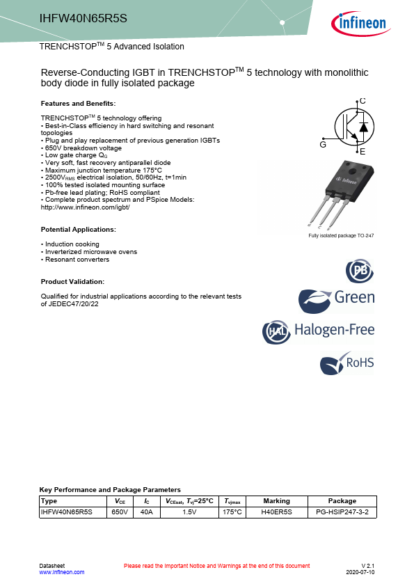 IHFW40N65R5S Datasheet Preview