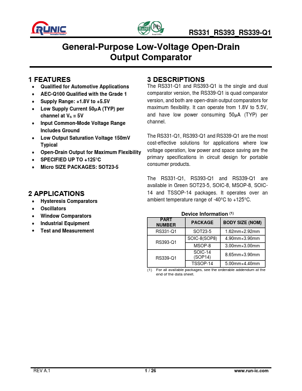RS339-Q1 Datasheet Preview