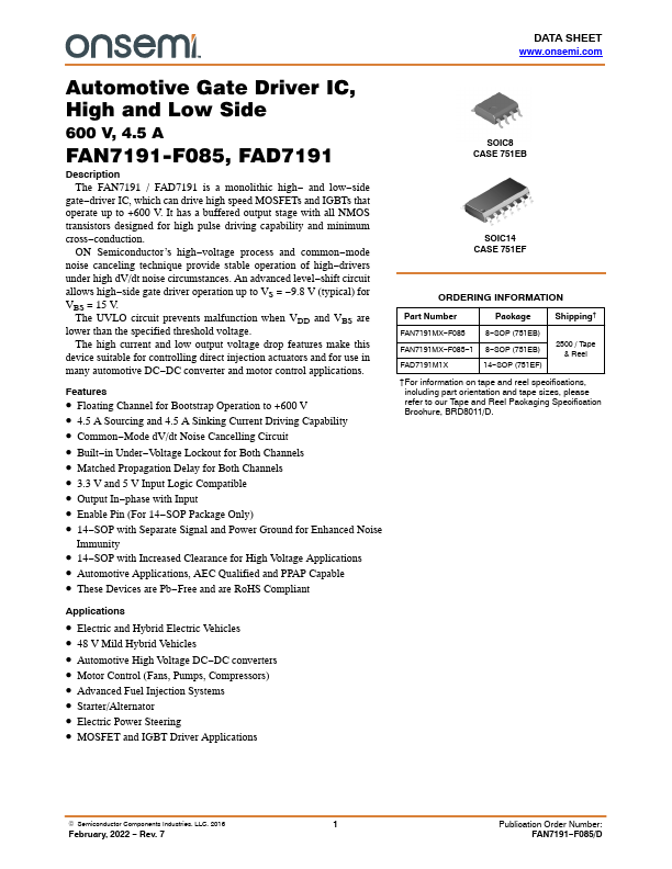 FAD7191-F085 Datasheet Preview