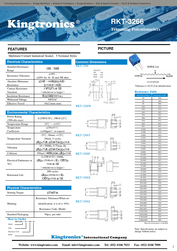 RKT-3266 Datasheet Preview