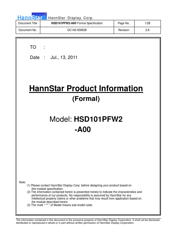 HSD101PFW2-A00