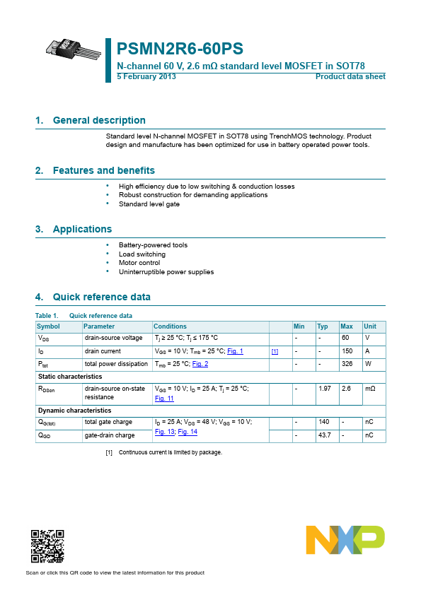 PSMN2R6-60PS