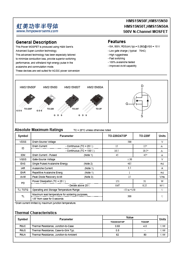 HMS15N50 Datasheet Preview