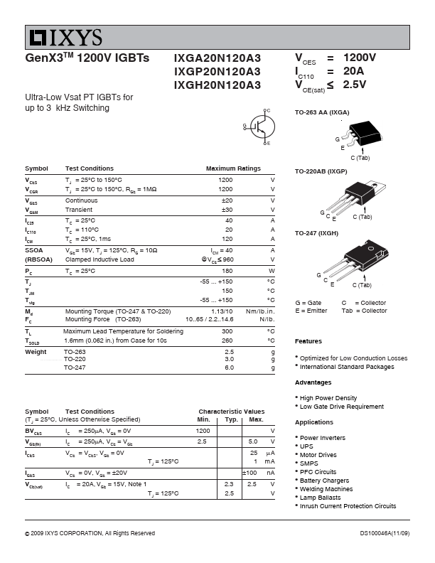 IXGA20N120A3