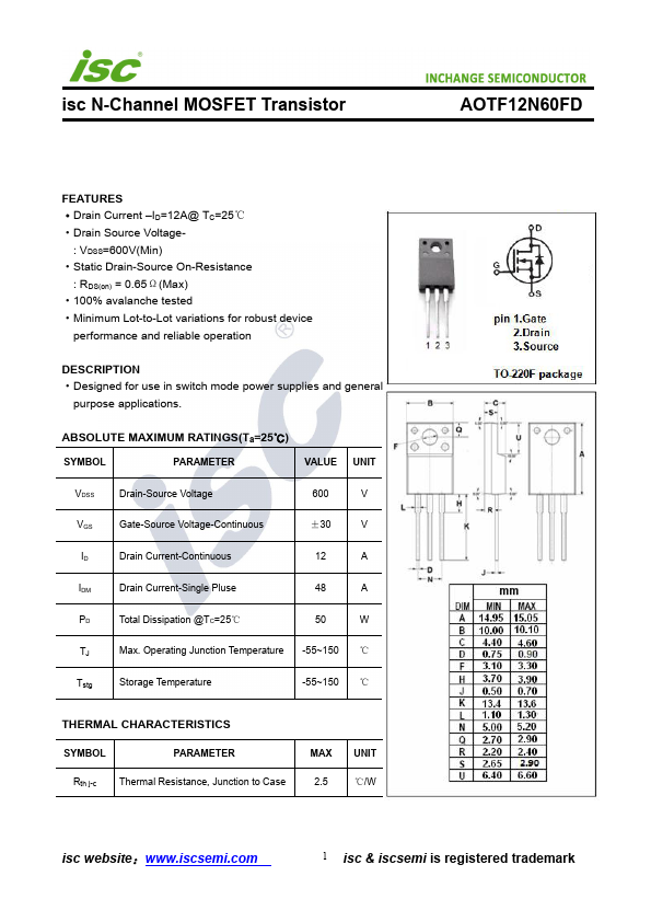 AOTF12N60FD