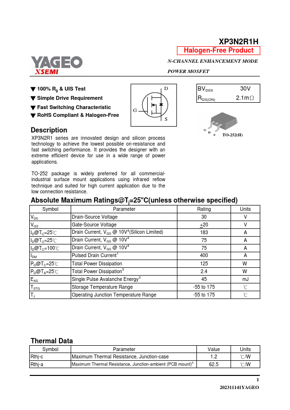 XP3N2R1H Datasheet Preview