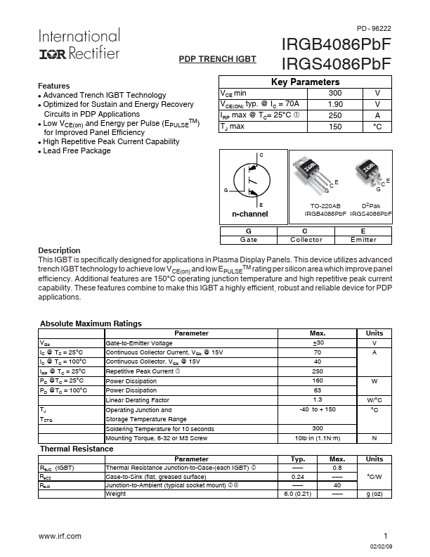 IRGS4086PbF