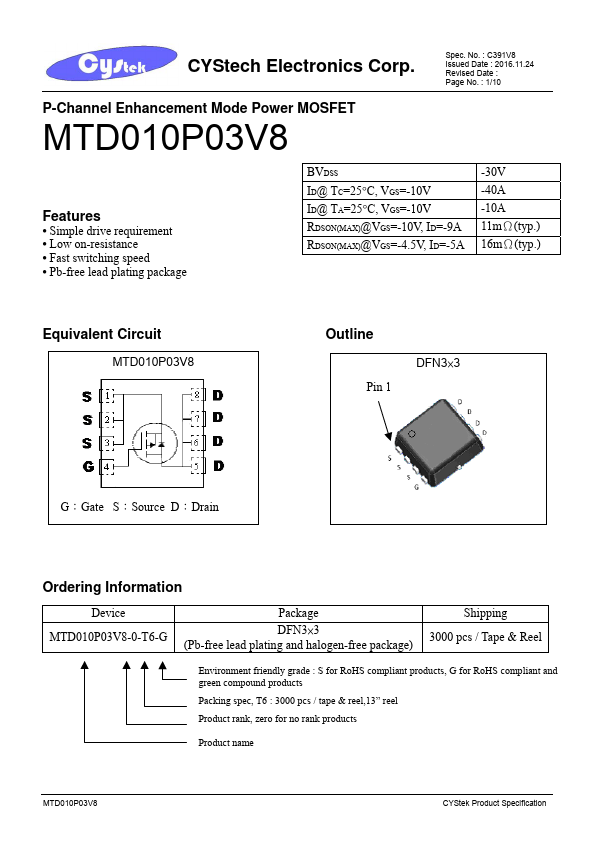 MTD010P03V8