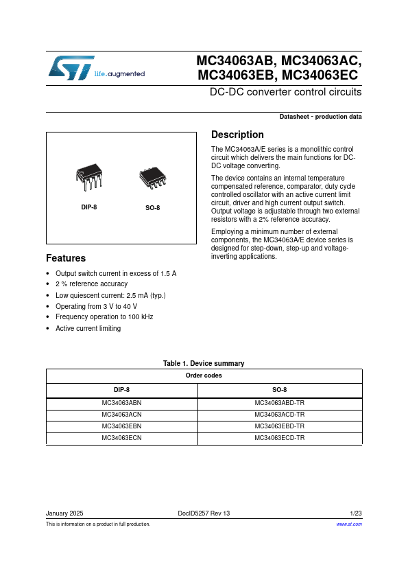 MC34063EC Datasheet Preview