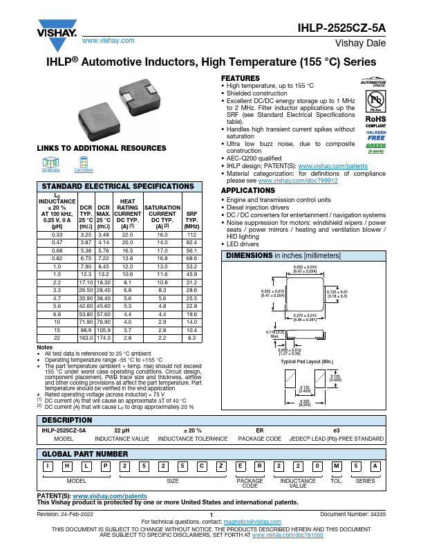 IHLP-2525CZ-5A Datasheet Preview