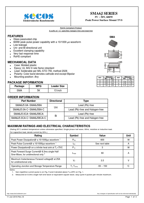 SMA6J9.0CA