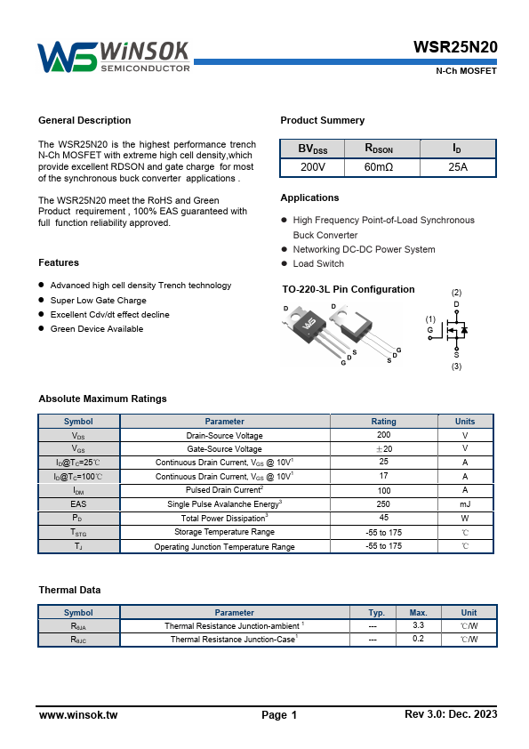 WSR25N20 Datasheet Preview