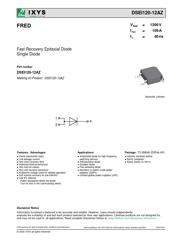 DSEI120-12AZ Datasheet Preview