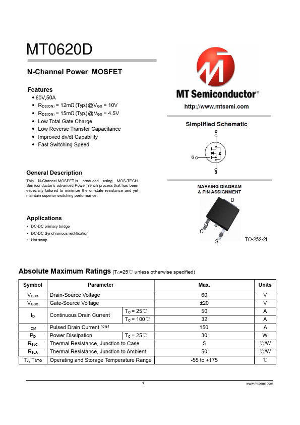 MT0620D Datasheet Preview