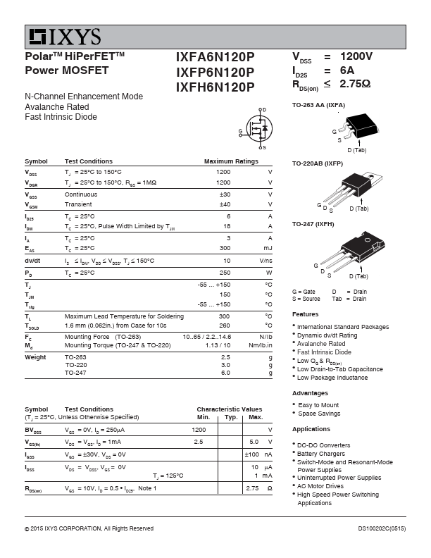 IXFP6N120P