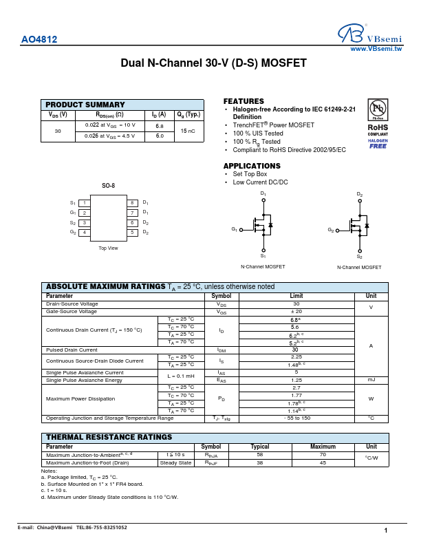 AO4812 Datasheet Preview