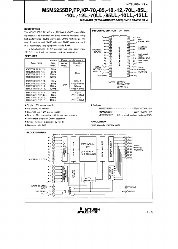 M5M5255BP-10