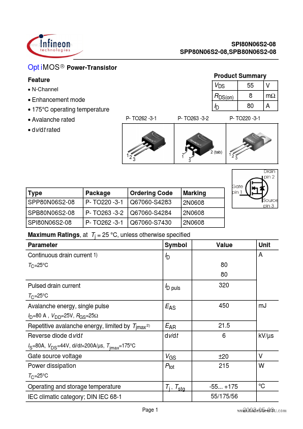 SPP80N06S2-08